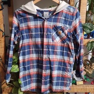 Carhartt Flannel Hooded Button Up Shirt Youth Large 14/16